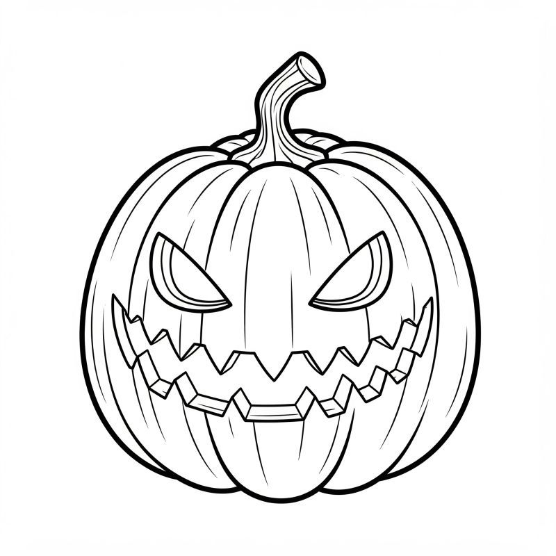 Desenho de Abóbora Assustadora de Halloween para Colorir