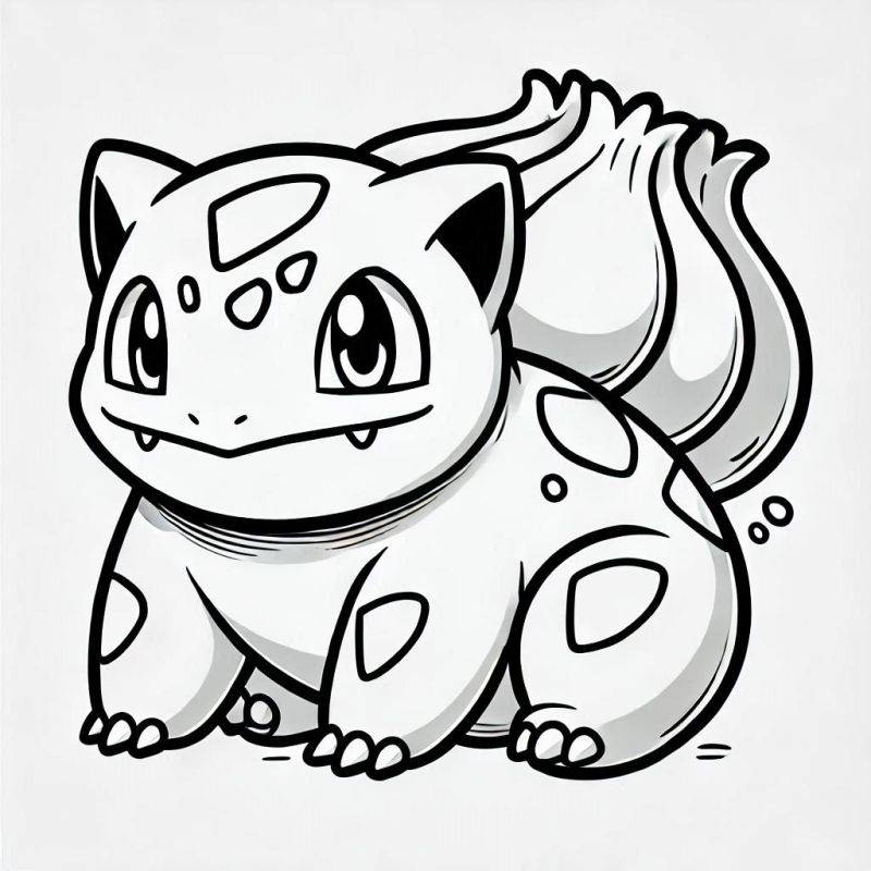 Desenho adorável de Bulbasaur com planta bulbosa para colorir