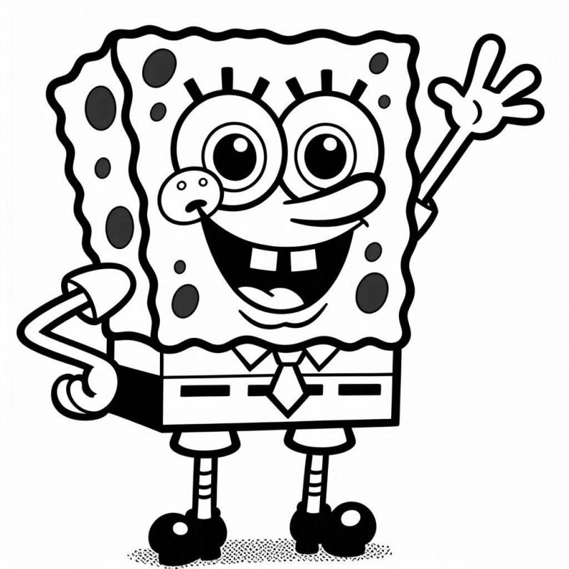 Desenho do Bob Esponja com Sorriso Amigável para Colorir