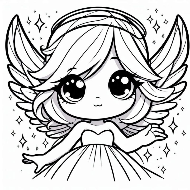 Desenho Angelical de Menina para Colorir