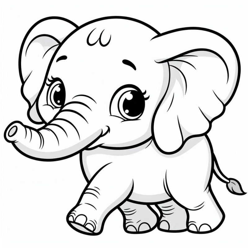 Desenho de Elefante Fofinho para Colorir