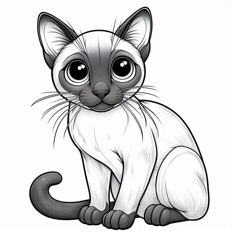 Desenho de Gato Adorável para Colorir