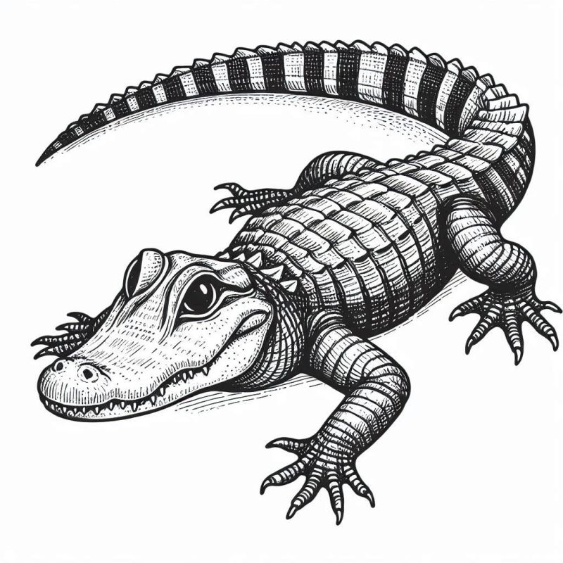 Desenho Detalhado de Crocodilo para Colorir