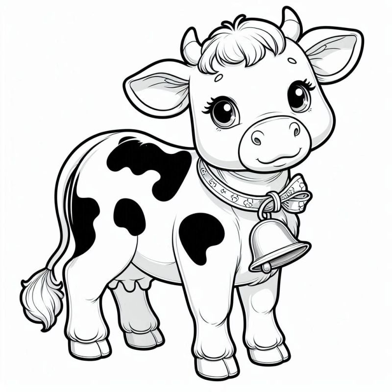 Desenho de Vaca Amigável para Colorir