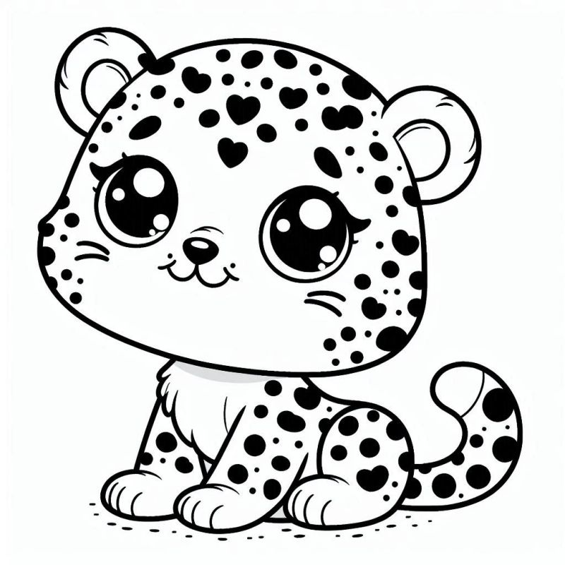 Desenho de Filhote de Leopardo Fofo para Colorir