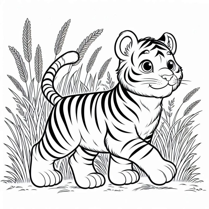 Desenho de Filhote de Tigre para Colorir