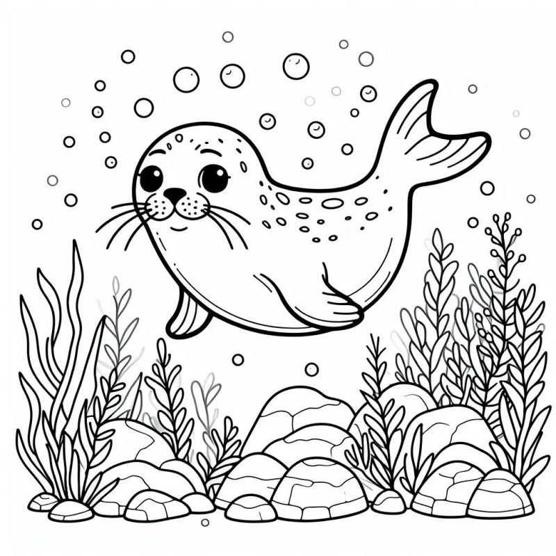 Desenho da Foca Marinha do Ártico para Colorir