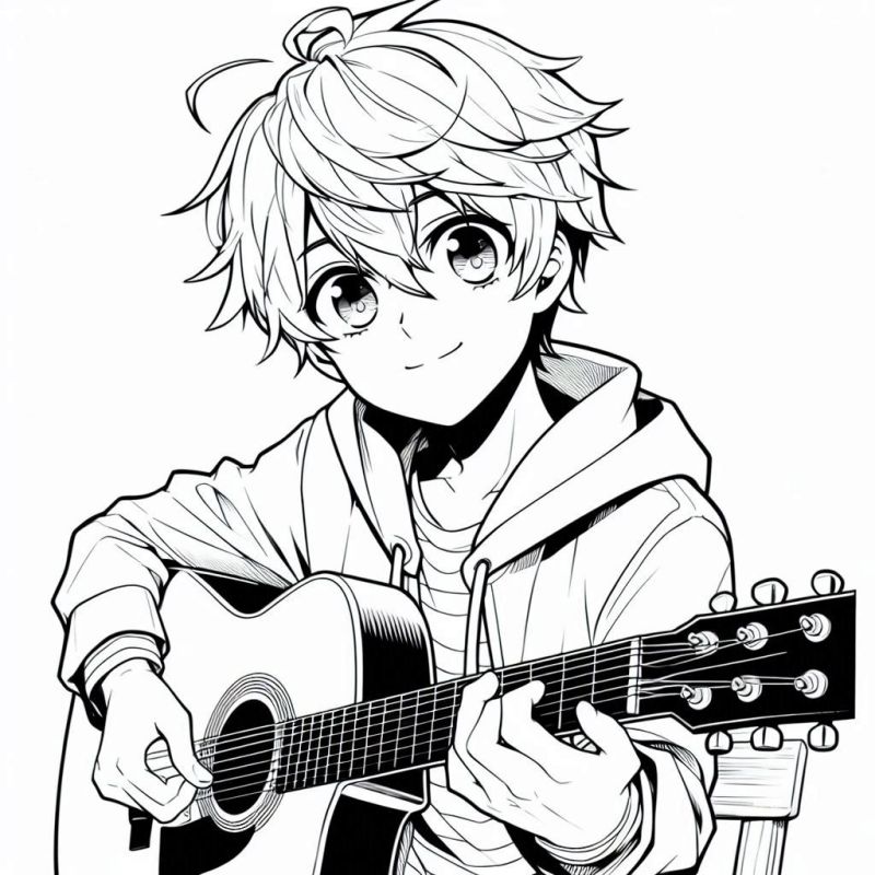 Colorindo o Menino Anime com Violão