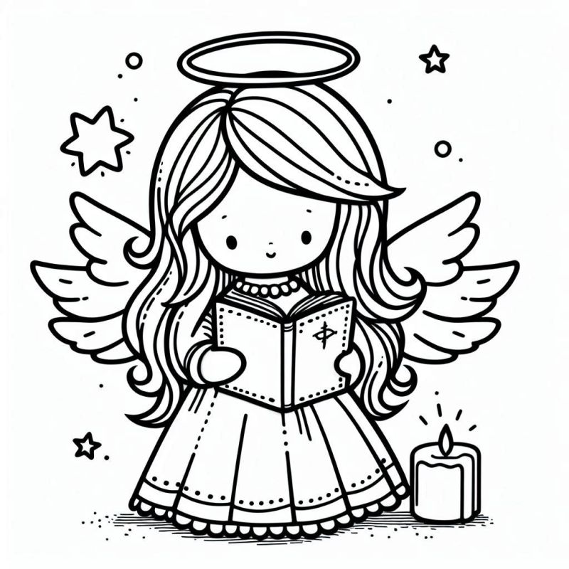 Desenho de anjo infantil para colorir