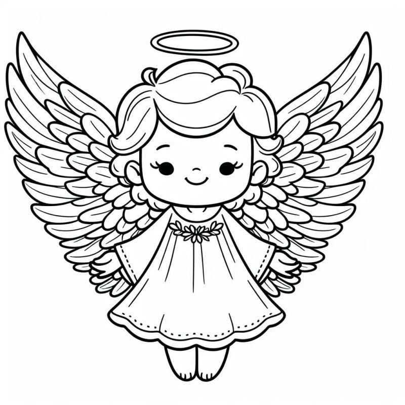 Desenho adorável de anjo infantil para colorir