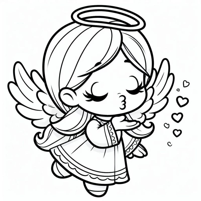 Desenho de Anjo Fofo para Colorir