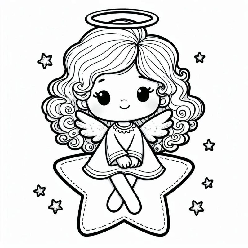 Desenho de Anjo Adorável para Colorir