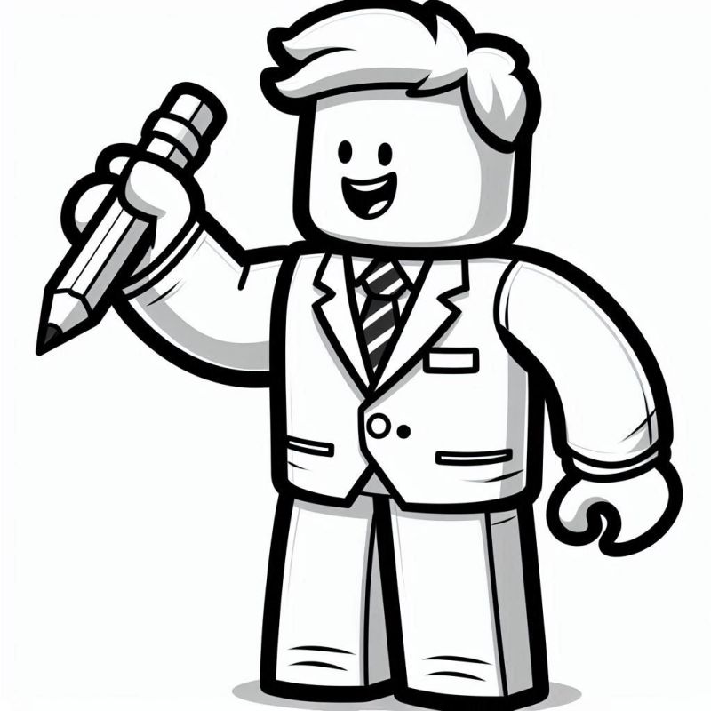 Desenho de Personagem Roblox com Lápis para Colorir