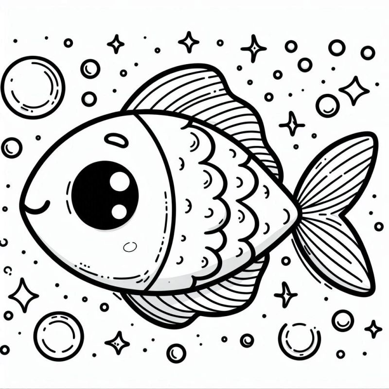 Desenho de Peixe Detalhado para Colorir