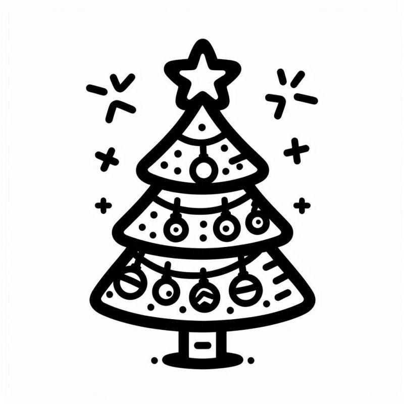 Desenho de Árvore de Natal Simples para Colorir