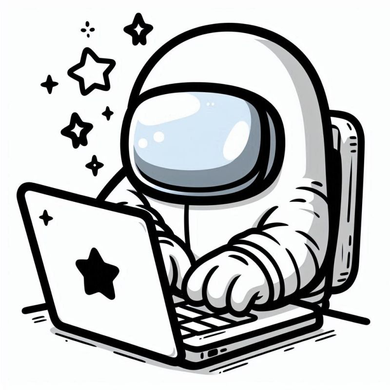 Desenho de Astronauta Among Us Digitando