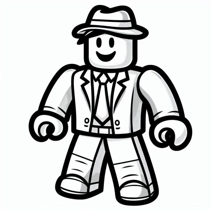 Desenho para Colorir: Avatar Roblox de Terno Elegante