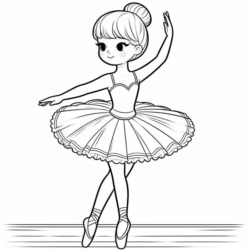 Desenho de bailarina para colorir, ideal para crianças aprenderem sobre a profissão de dançarina de balé.