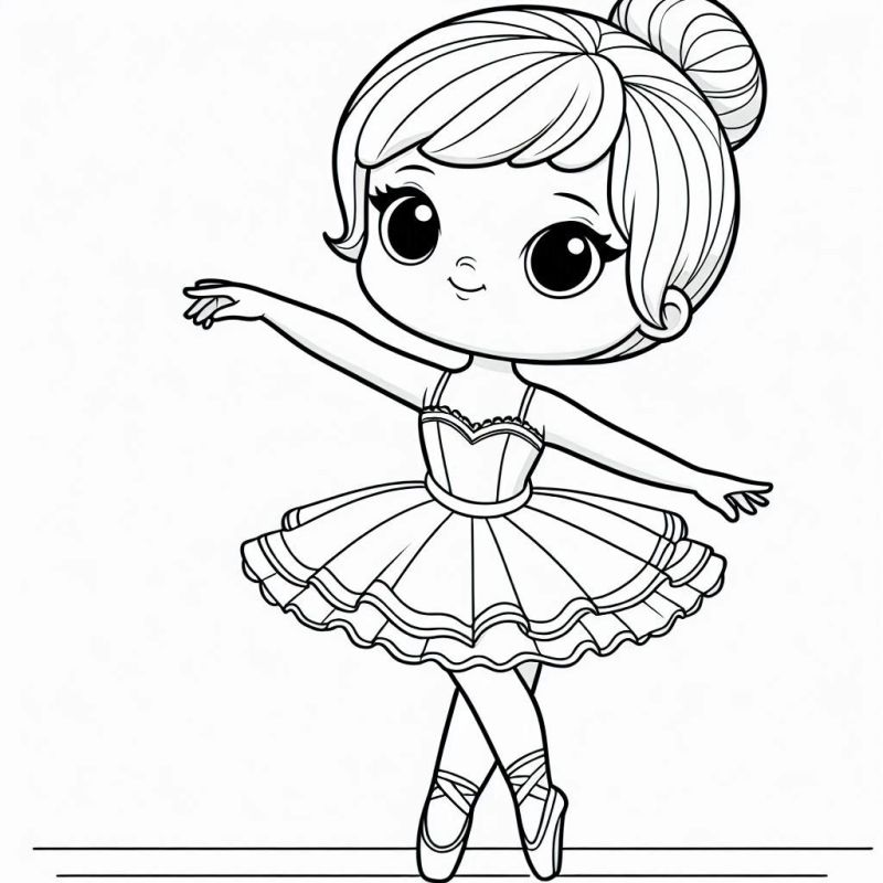 Desenho de bailarina chibi para colorir