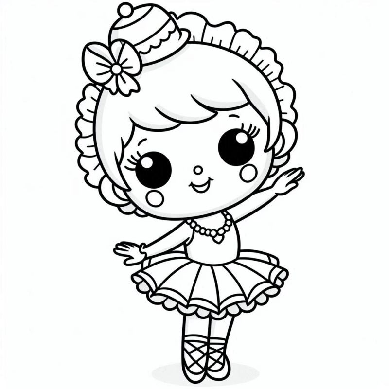 Menina Bailarina Fofa para Colorir em Estilo Cartoon