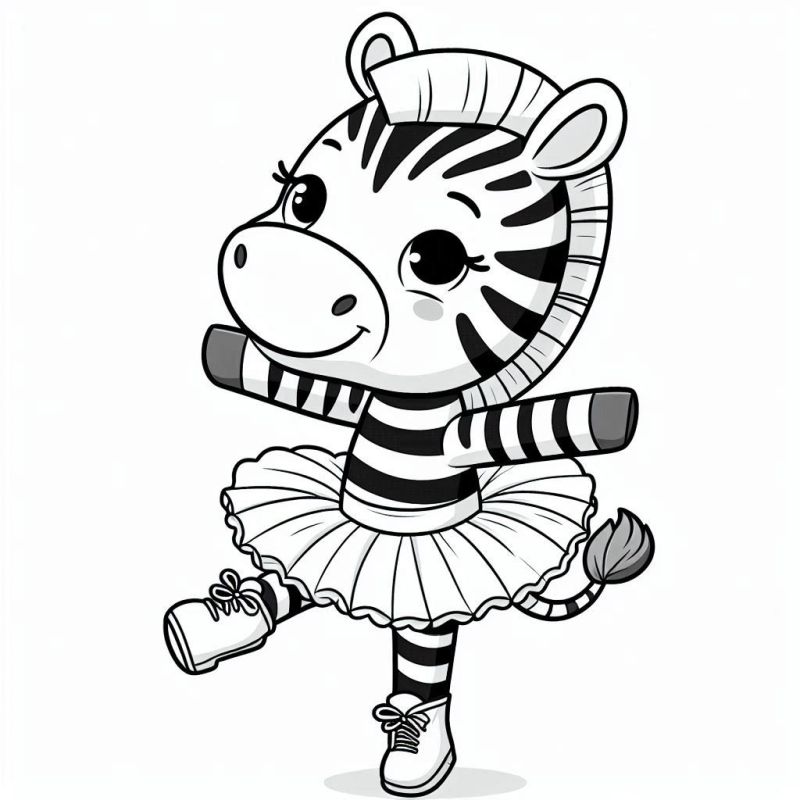 Encante-se com a Zebra Bailarina para Colorir