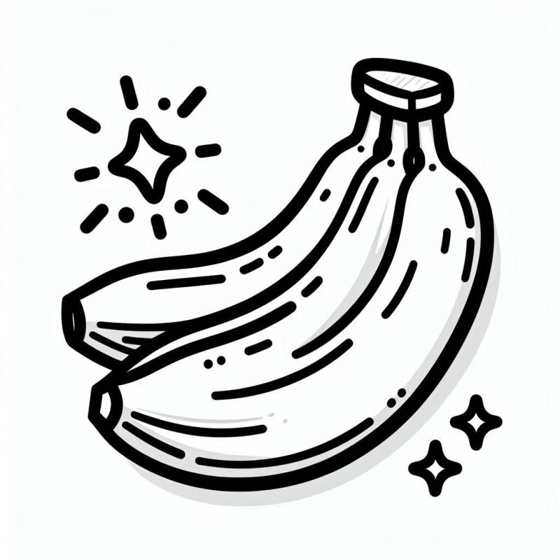 Desenho de banana fácil para colorir com estrelas decorativas