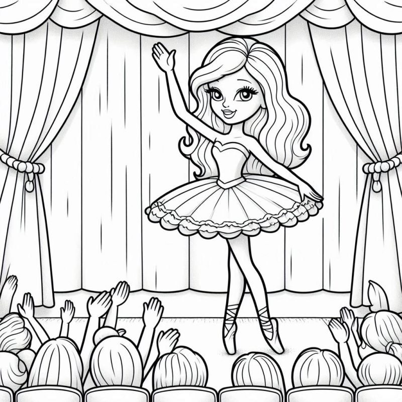 Desenho da Barbie Bailarina no Palco para Colorir