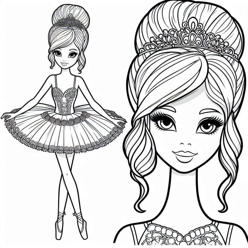 Desenho de Barbie Bailarina para Colorir