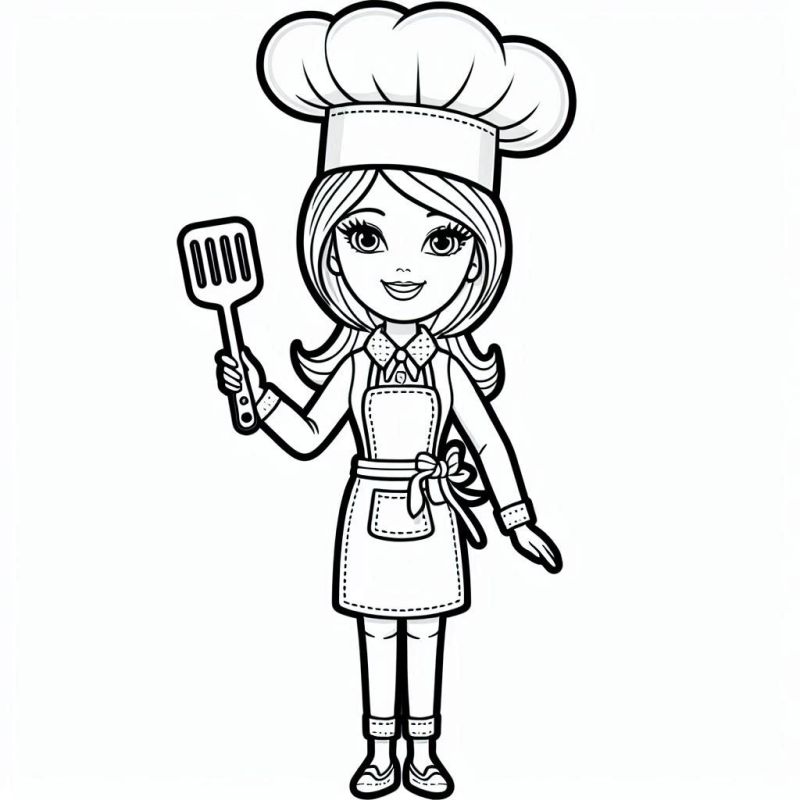 Desenho de Barbie Chef de Cozinha para Colorir