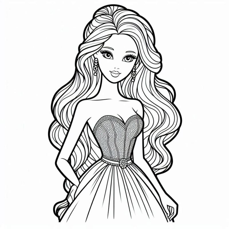 Desenho da Barbie Elegante para Colorir