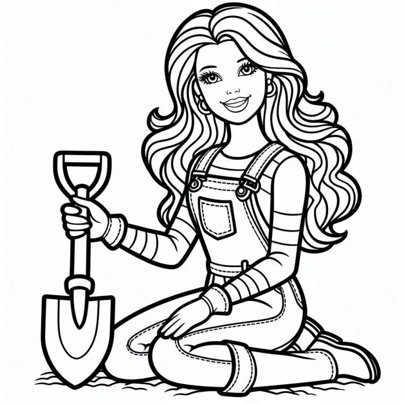 Desenho da Barbie Jardineira para Colorir