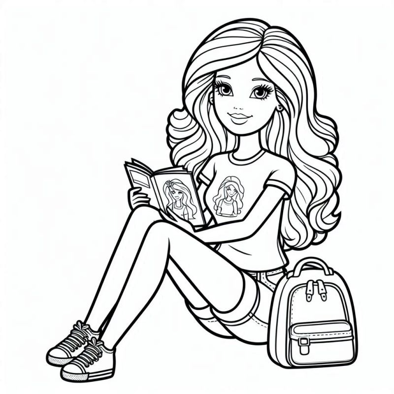 Desenho de Barbie Relaxada para Colorir