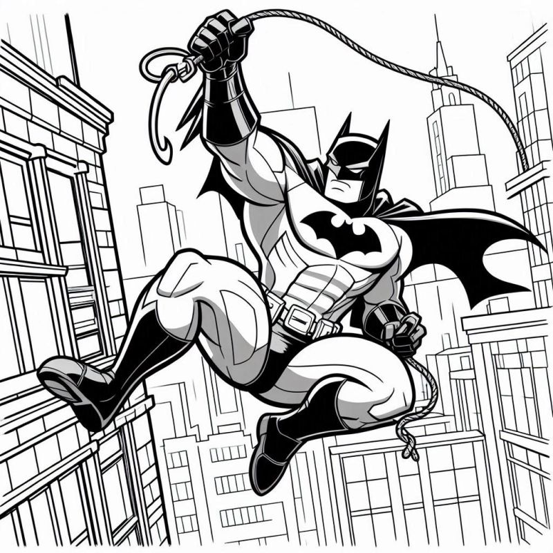 Batman Acrobático em Gotham City para Colorir