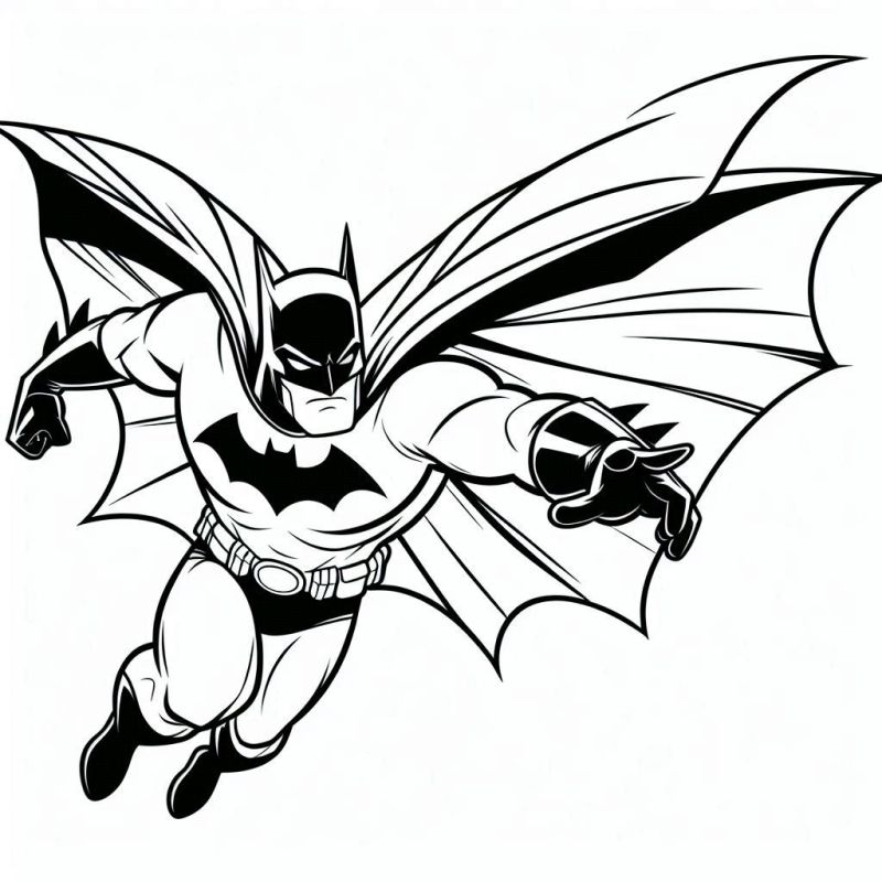 Desenho Dinâmico do Batman em Pose de Ação para Colorir