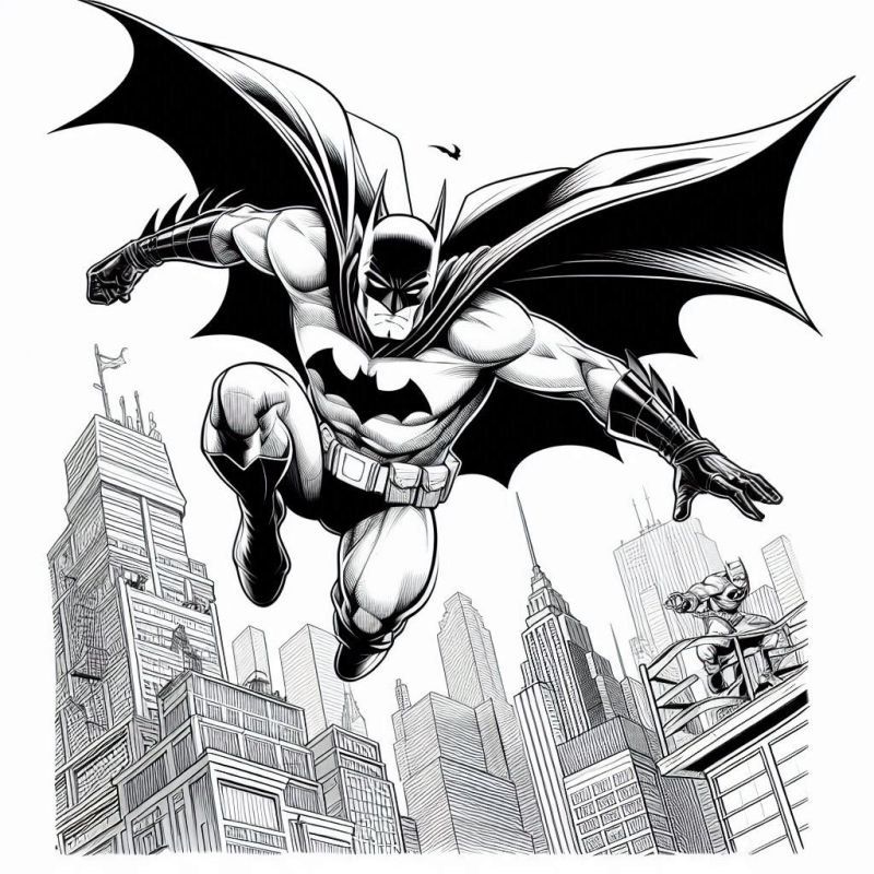 Batman em Ação: Desenho para Colorir Grátis