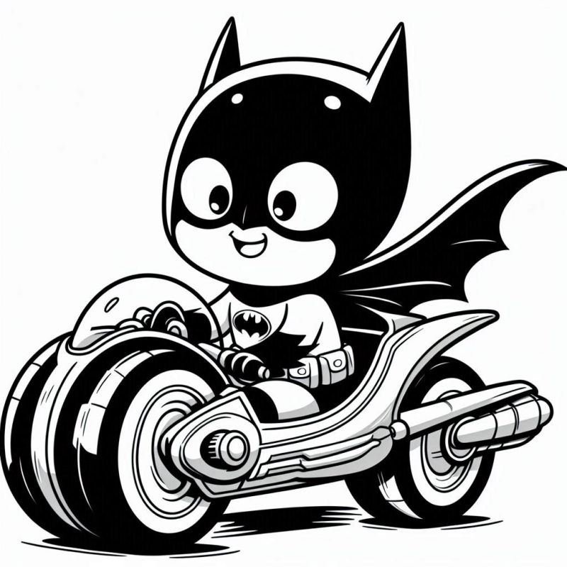 Batman Infantil com Moto para Colorir