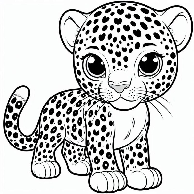 Desenho de Bebê Leopardo Fofinho para Colorir