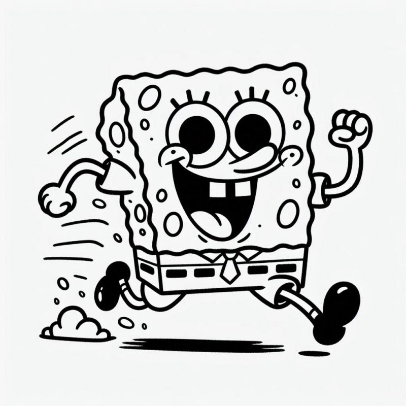 Desenho Exclusivo do Bob Esponja Correndo para Colorir