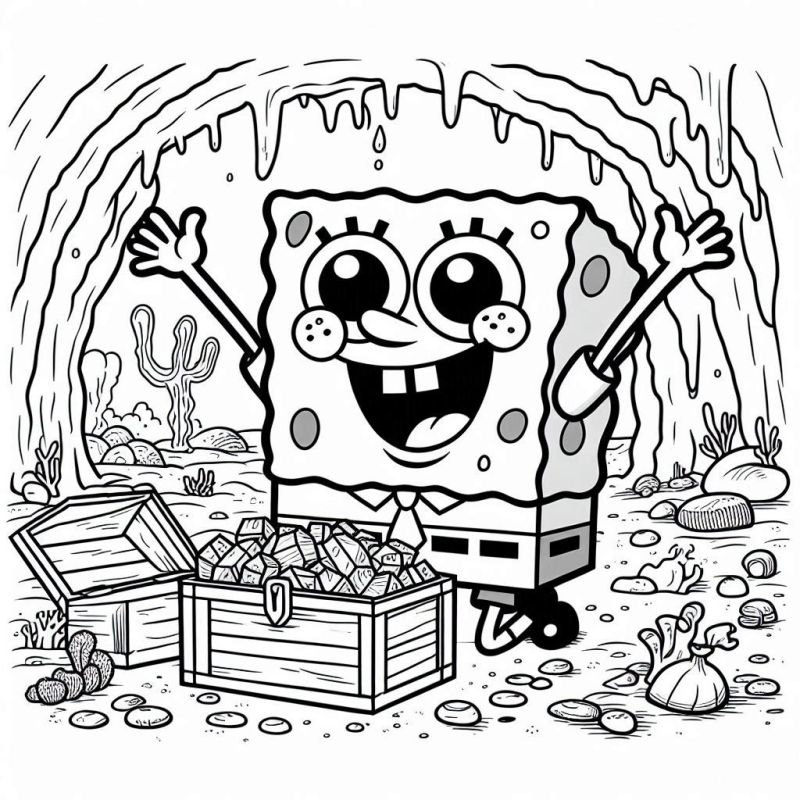 Colorindo a Aventura do Bob Esponja e Seu Tesouro Submarino