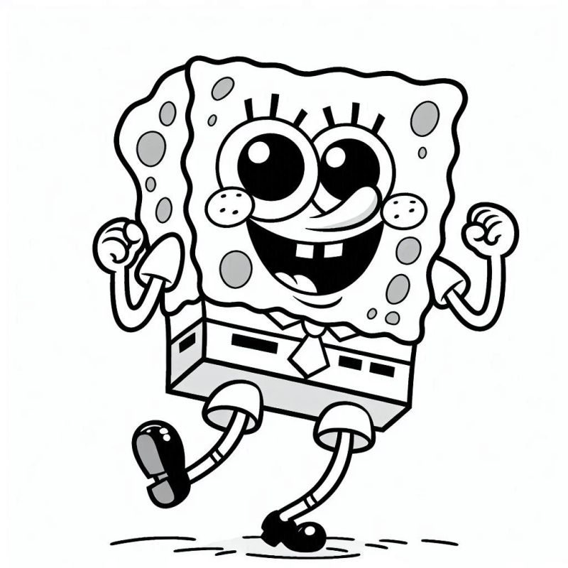 Bob Esponja Alegre Pronto para Colorir