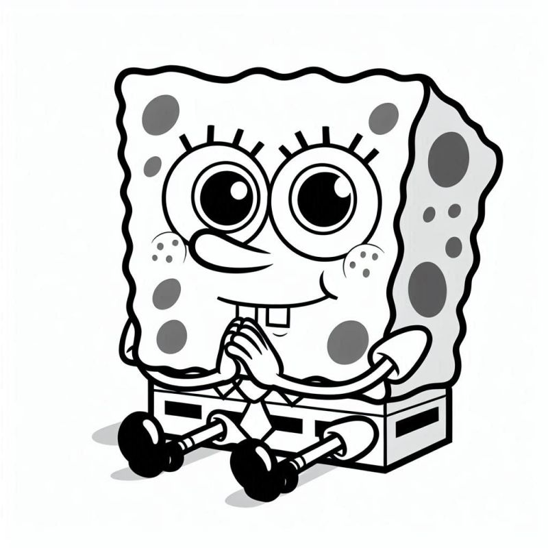 Desenho do Bob Esponja Contemplativo para Colorir