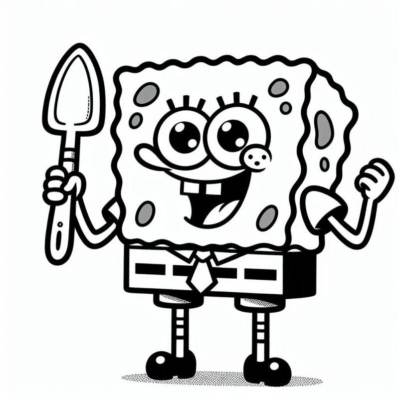 Desenho Bob Esponja Alegre para Colorir