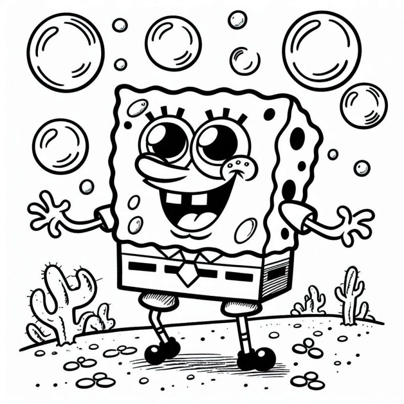 Colorindo a Aventuras do Bob Esponja no Deserto Subaquático