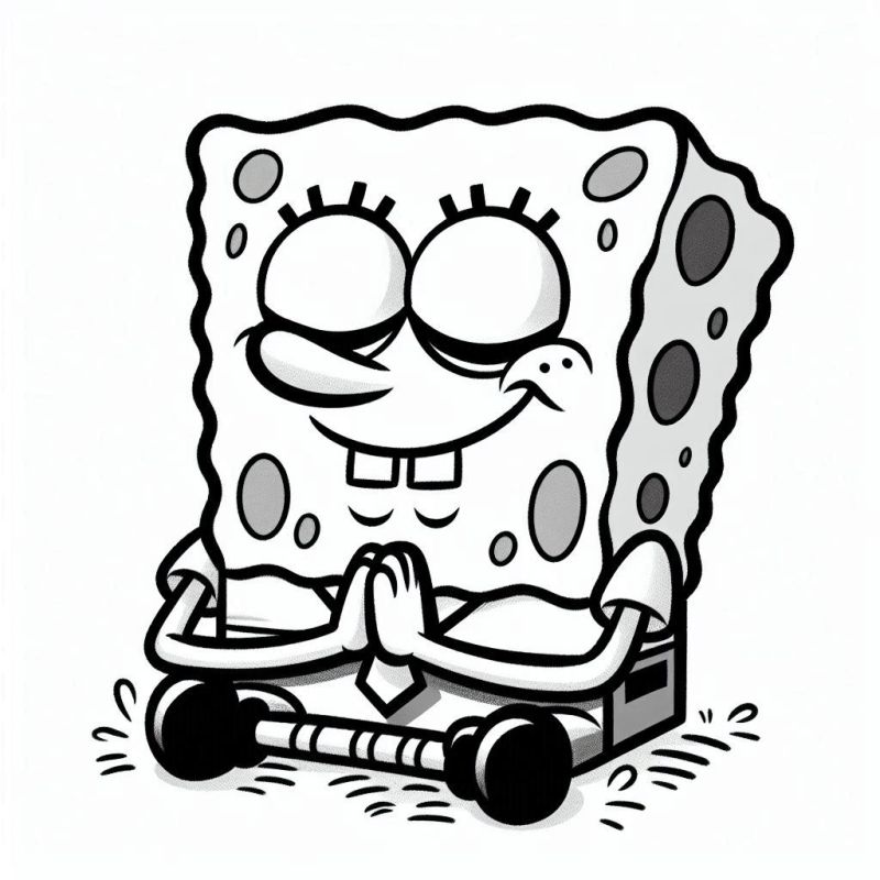 Desenho do Bob Esponja Meditando para Colorir