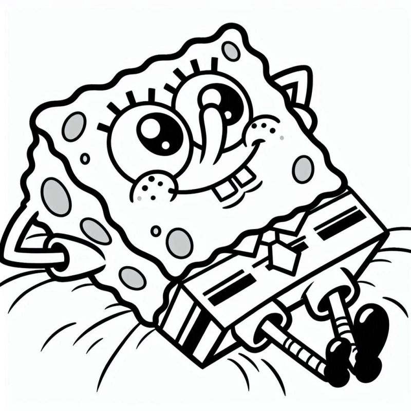 Desenho do Bob Esponja relaxando para colorir