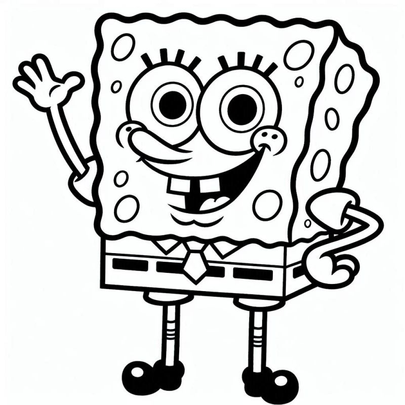 Desenho do Bob Esponja sorridente pronto para colorir