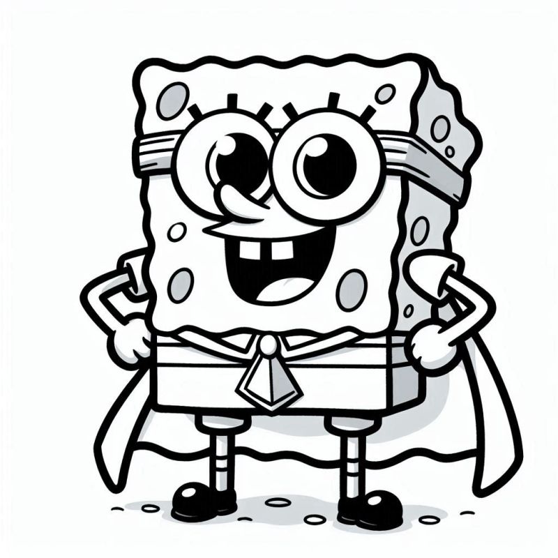 Desenho do Bob Esponja Super Herói para Colorir