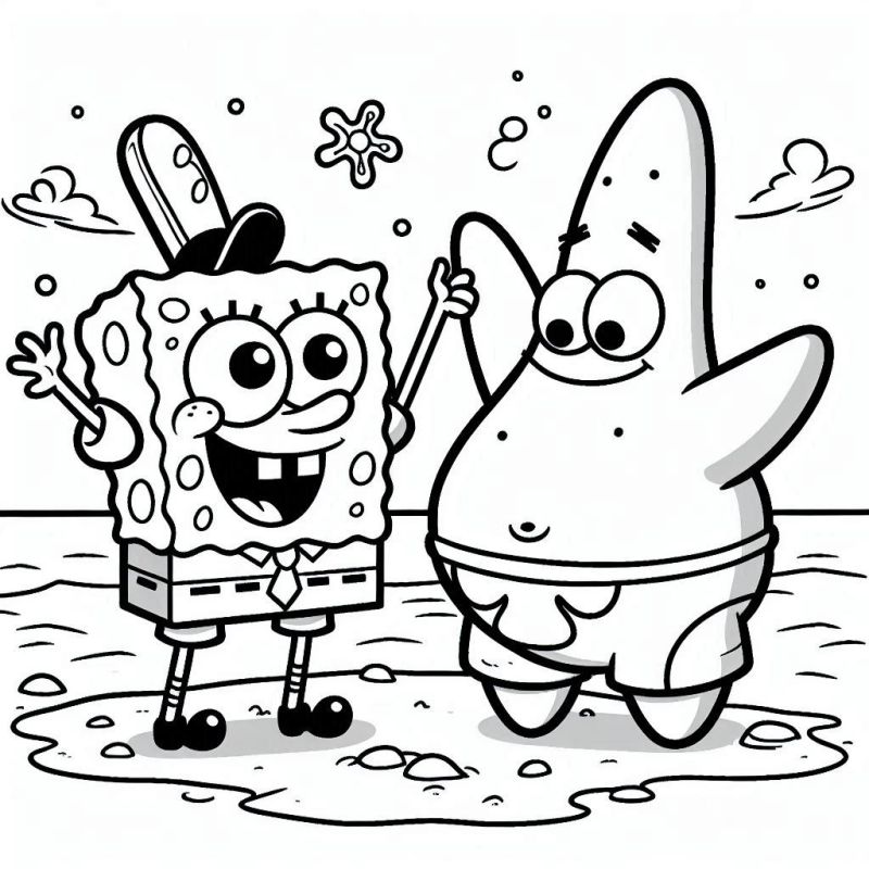 Bob Esponja e Patrick: Momento de Alegria para Colorir