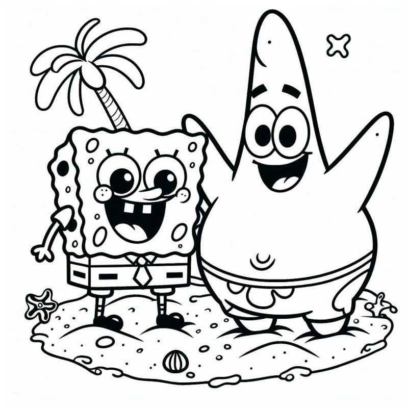 Bob Esponja e Patrick numa Praia Divertida