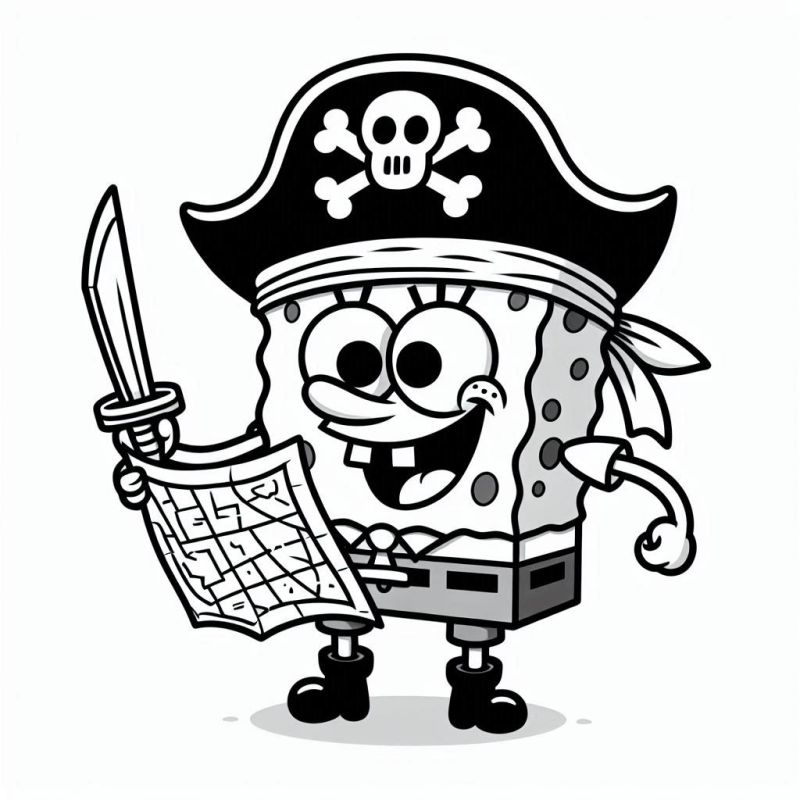 Desenho do Bobi Esponja Pirata para Colorir